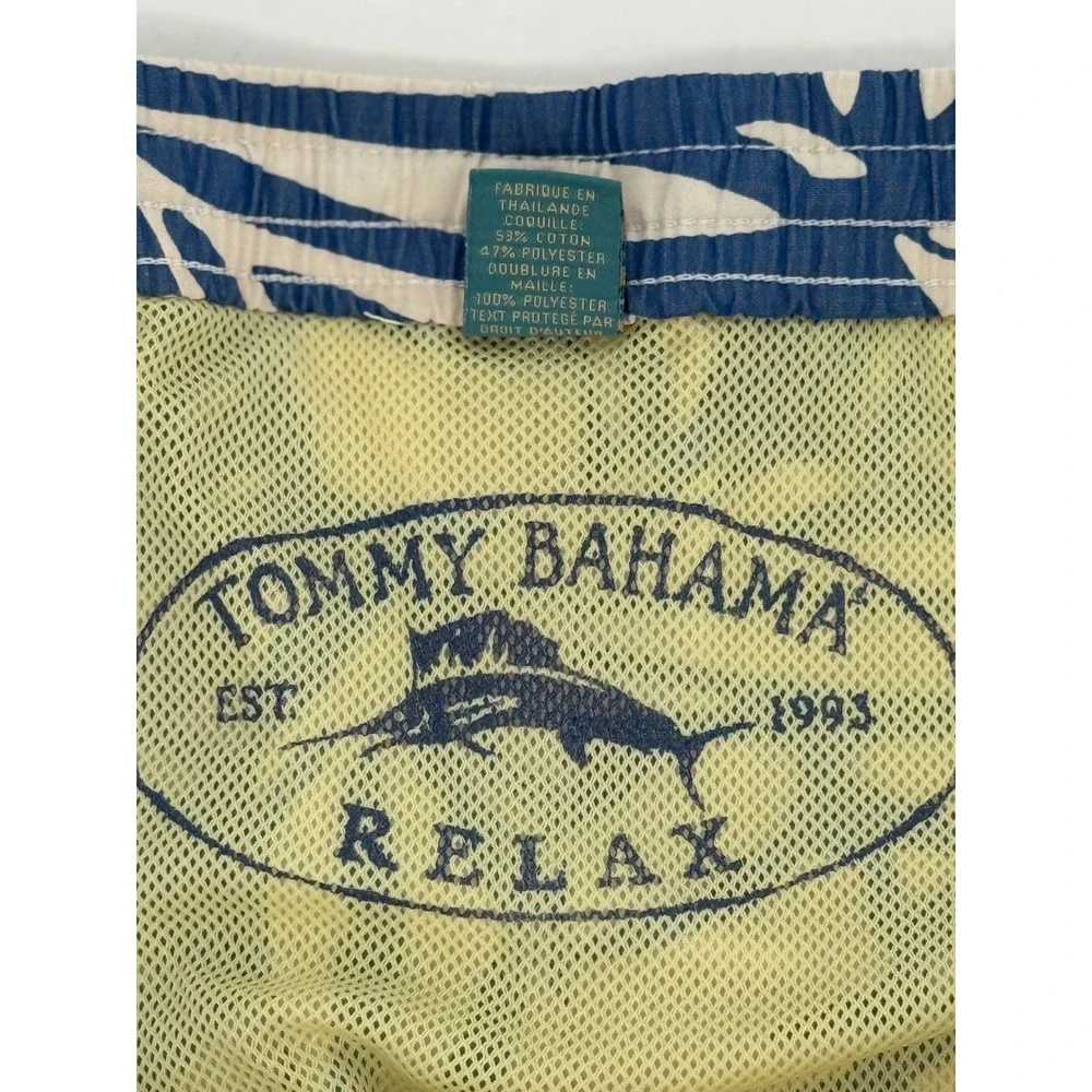 Tommy‎ Bahama Relax Mens Blue Cream Tropical Floral Swim Trunks Sz M